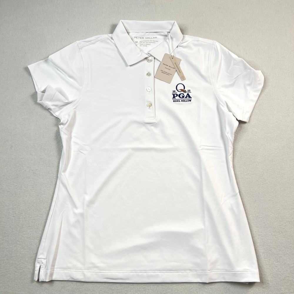 Peter Millar Womens‎ White 2025 PGA Quail Hollow Golf Polo Shirt LE0EK04S M NEW